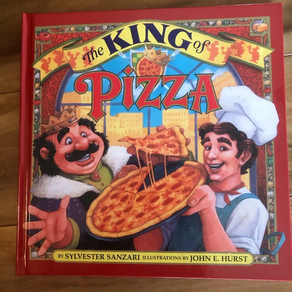 The King of Pizza Storybook & Plate — White Box with Colorful Pizza Art